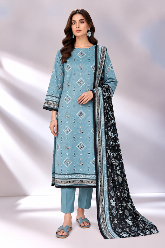 3 PIECE - PRINTED KHADDAR SUIT