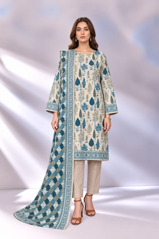 3 PIECE - PRINTED KHADDAR SUIT