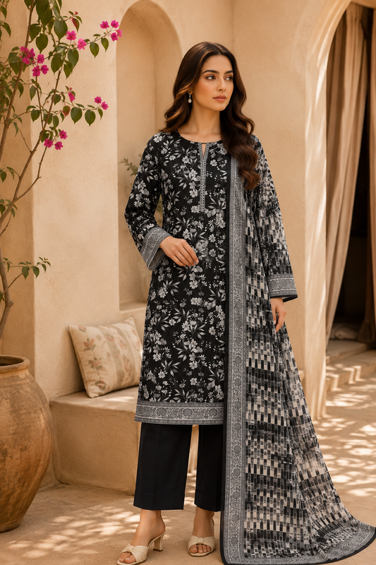 3 PIECE - PRINTED LAWN SUIT