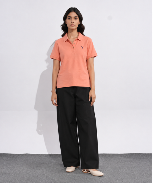 Coral Embroidered Polo T-Shirt
