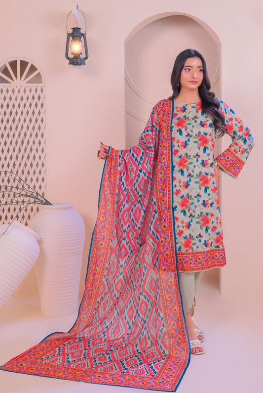 3 PCS | UNSTITCHED | DIGITAL PRINTED LAWN