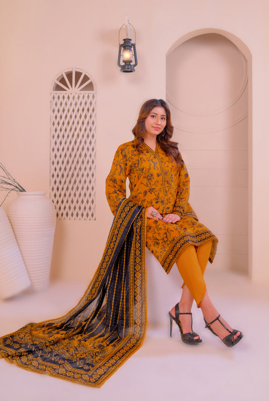 3 PCS | UNSTITCHED | DIGITAL PRINTED LAWN