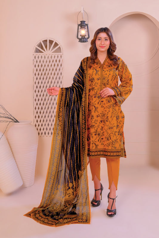 3 PCS | UNSTITCHED | DIGITAL PRINTED LAWN