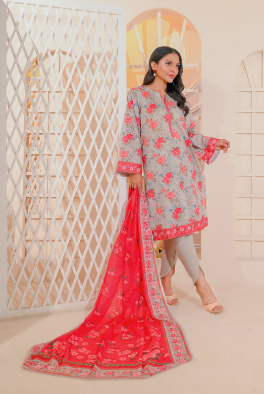 3 PCS | UNSTITCHED | DIGITAL PRINTED LAWN