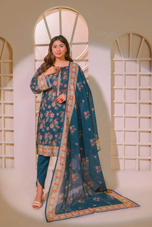 3 PCS | UNSTITCHED | DIGITAL PRINTED LAWN