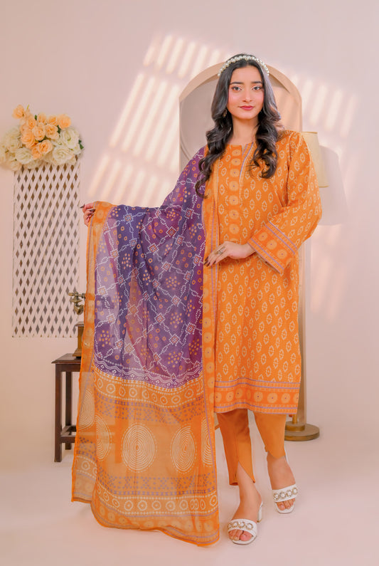 3 PCS | UNSTITCHED | DIGITAL PRINTED LAWN