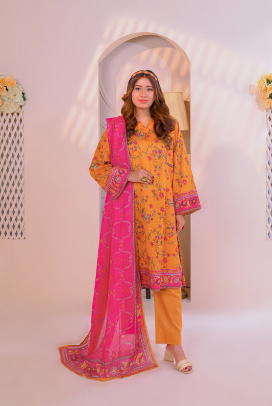 3 PCS | UNSTITCHED | DIGITAL PRINTED LAWN