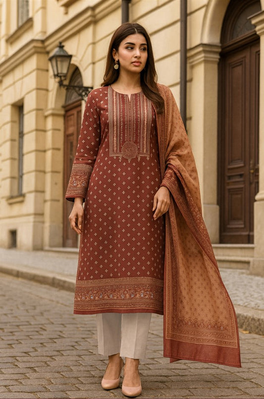 3 PCS | UNSTITCHED | PRINTED KHADDAR