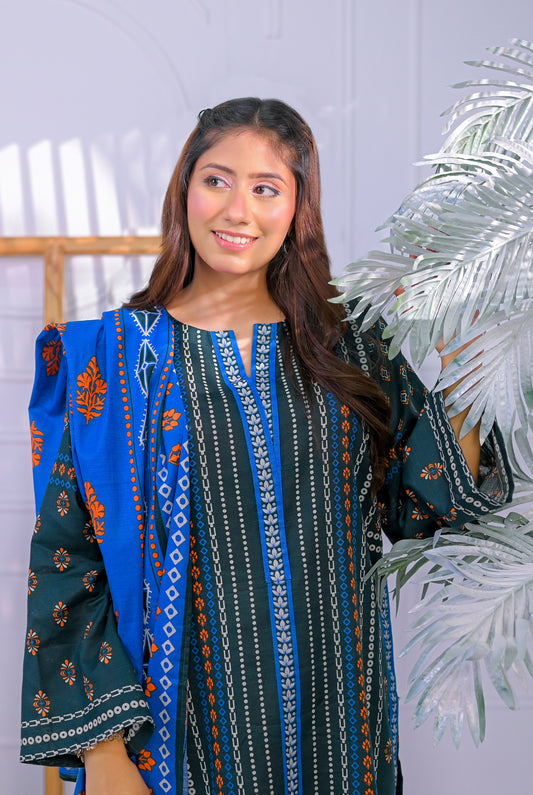 3 PCS | UNSTITCHED | PRINTED KHADDAR