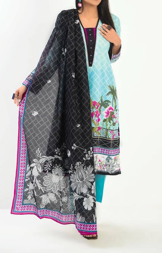 3 Piece| Unstitched | Embroidered Lawn Suit