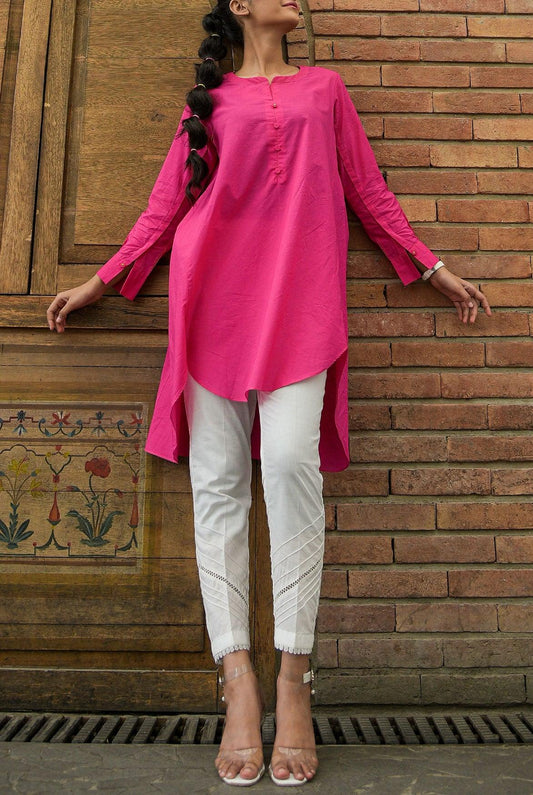 1Pc | Hot Pink Slub Lawn Shirt | RTW