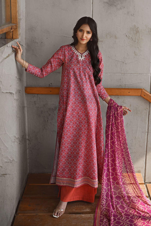 3 Piece Unstitched | Embroidered | Slub Lawn