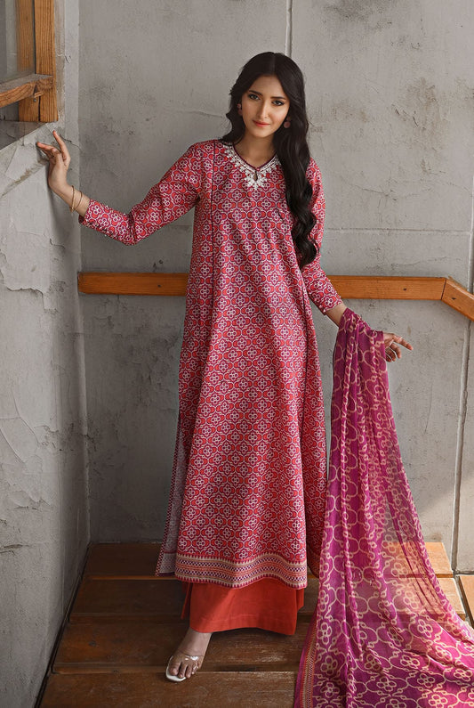 3 Piece Unstitched | Embroidered | Slub Lawn