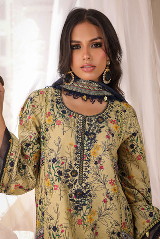 3 Piece Unstitched | Embroidered | Slub Lawn