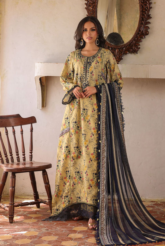 3 Piece Unstitched | Embroidered | Slub Lawn