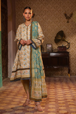 3 Piece Unstitched | Embroidered | Slub Lawn