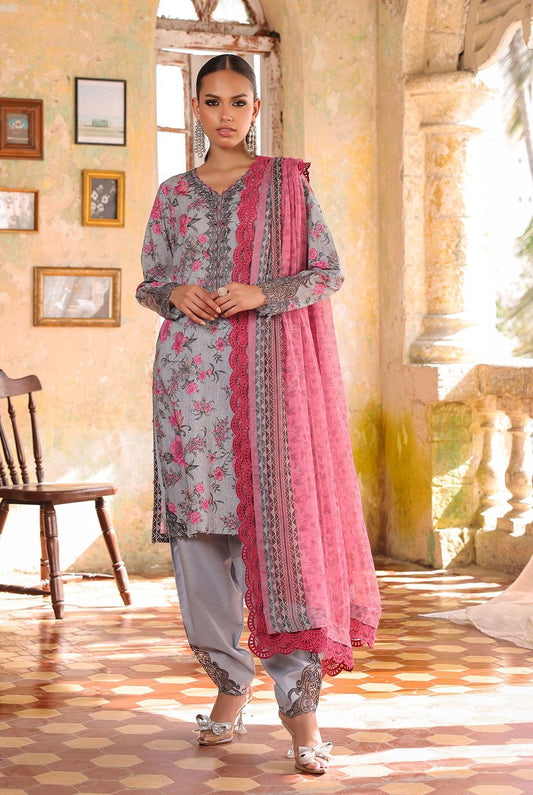 3 Piece Unstitched | Embroidered | Slub Lawn