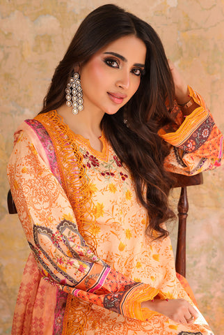 3 Piece Unstitched | Embroidered | Slub Lawn