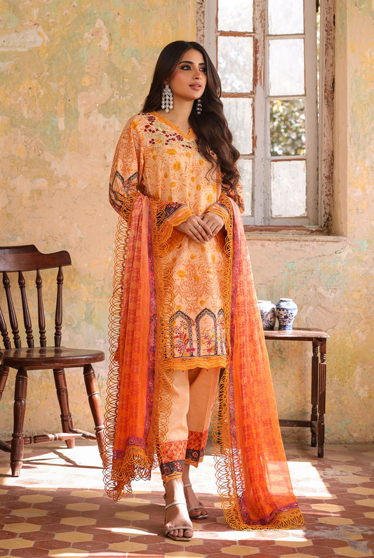 3 Piece Unstitched | Embroidered | Slub Lawn