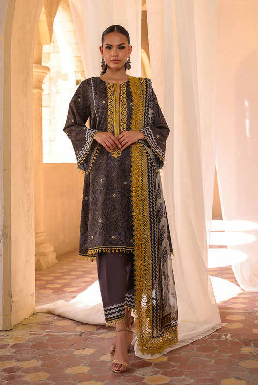 3 Piece Unstitched | Embroidered | Slub Lawn