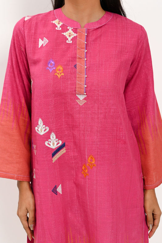 1PC | Khaddar Emb. Frandango Pink Shirt |RTW