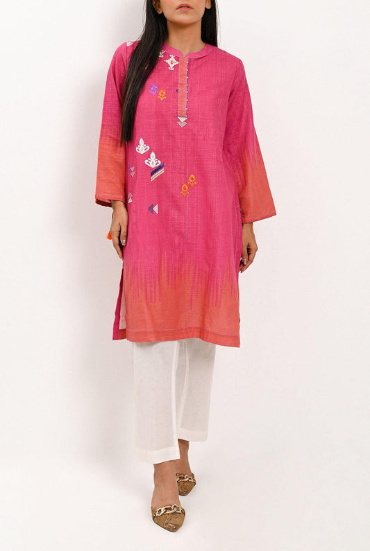 1PC | Khaddar Emb. Frandango Pink Shirt |RTW