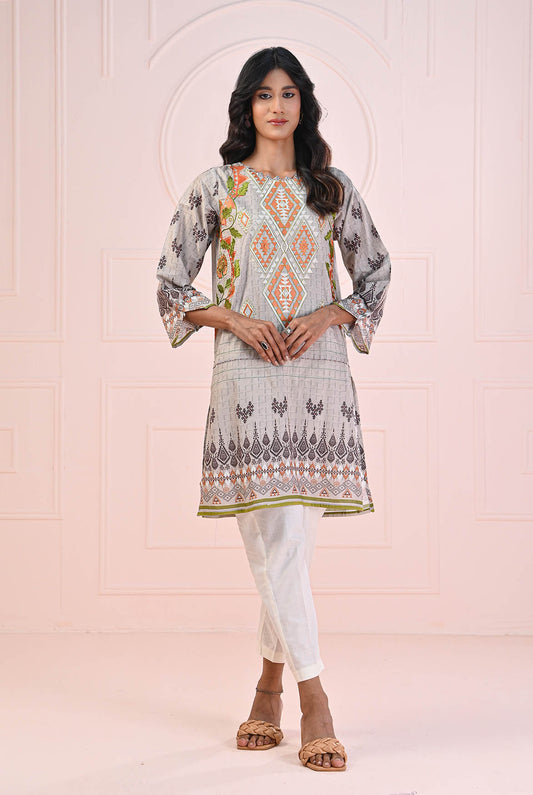 1 PC | RTW | Digital Printed Embroidered Lawn Shirt