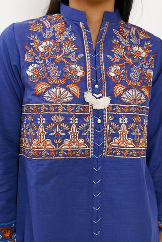 1PC | Khaddar Emb. Cobalt Blue Shirt |RTW