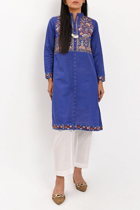 1PC | Khaddar Emb. Cobalt Blue Shirt |RTW