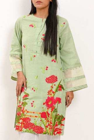 1PC | Khaddar Emb. Mind Green Shirt |RTW