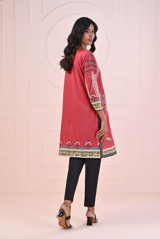 1 PC | RTW | Digital Printed Embroidered Lawn Shirt Vibrant Pink