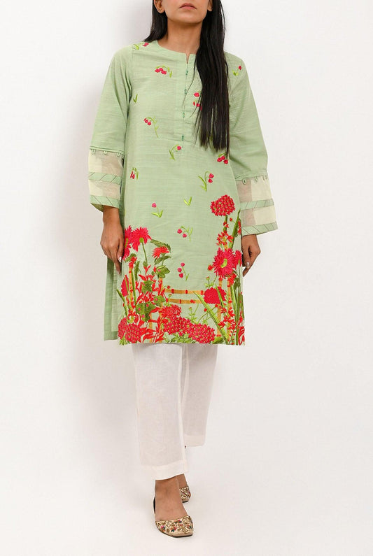 1PC | Khaddar Emb. Mind Green Shirt |RTW