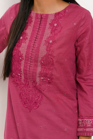 1PC | Khaddar Emb. Dark Fuchsia Pink Shirt |RTW