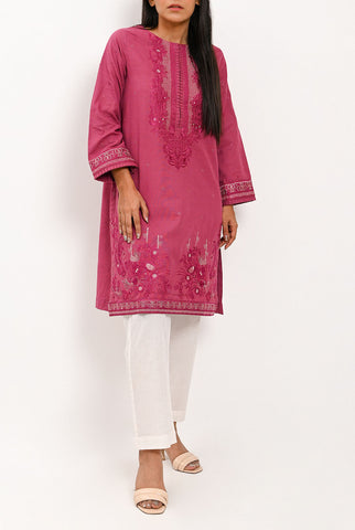 1PC | Khaddar Emb. Dark Fuchsia Pink Shirt |RTW