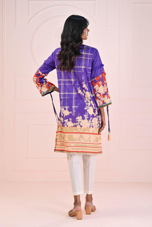 1 PC | RTW | Digital Printed Embroidered Lawn Shirt Purple