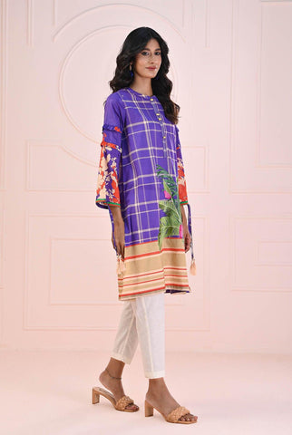 1 PC | RTW | Digital Printed Embroidered Lawn Shirt Purple