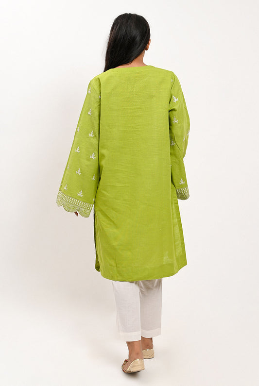 1PC | Khaddar Emb. Sheen Green Shirt |RTW