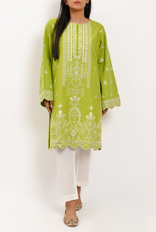 1PC | Khaddar Emb. Sheen Green Shirt |RTW