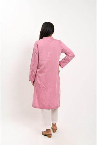 1PC | Emb. Polyviscose Pink Shirt | RTW