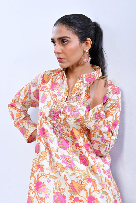 1Pc | RTW | Cotton Satin Pink Shirt