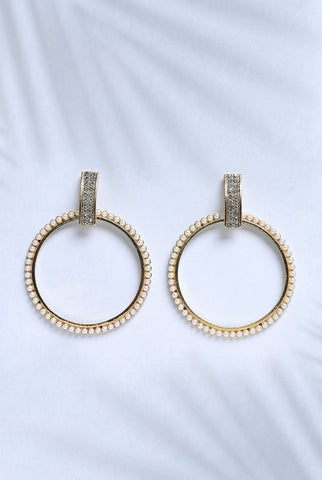 pearl loops with zircon stones