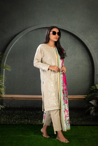 3PC | Emb. Khaddar Shirt, Trouser & Dupatta |RTW