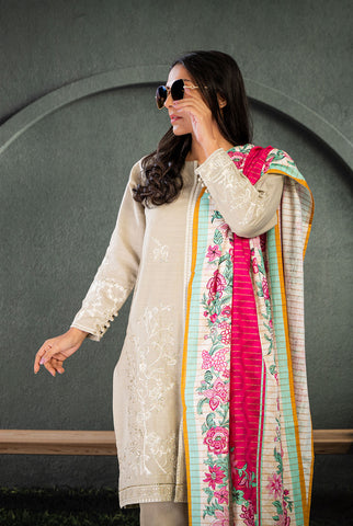 3PC | Emb. Khaddar Shirt, Trouser & Dupatta |RTW