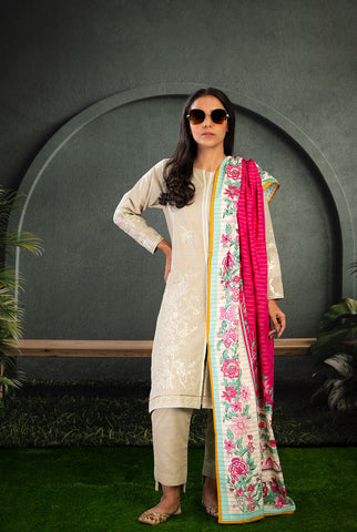 3PC | Emb. Khaddar Shirt, Trouser & Dupatta |RTW