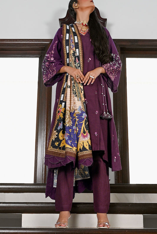 3Pc | Unstitched | Embroidered Khaddar