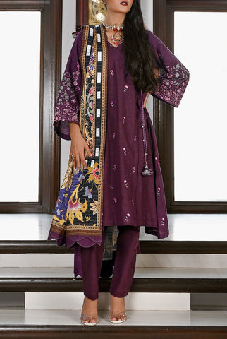 3Pc | Unstitched | Embroidered Khaddar