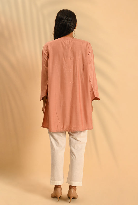 1PC | Poly viscose Peach Shirt | RTW