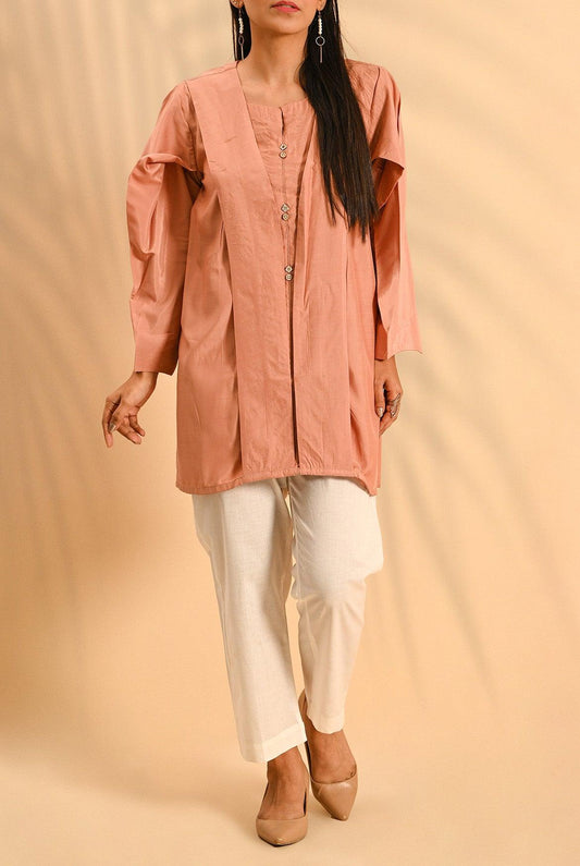 1PC | Poly viscose Peach Shirt | RTW