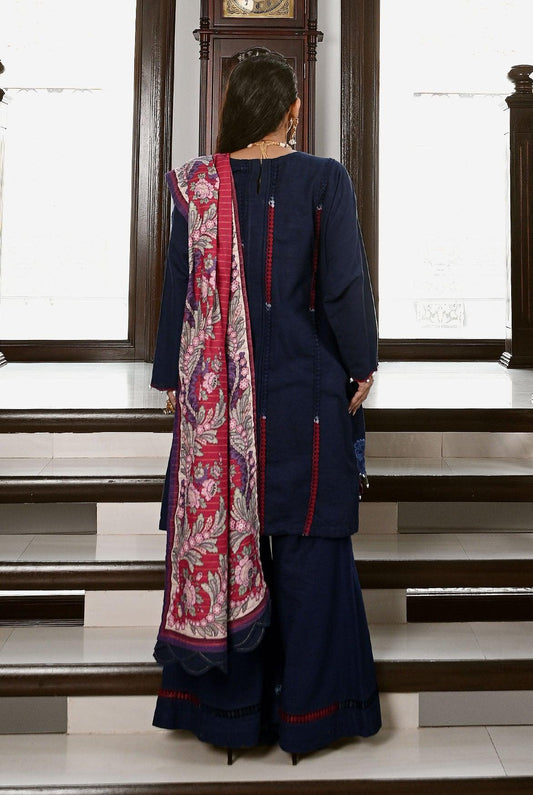 3Pc | Unstitched | Embroidered Khaddar