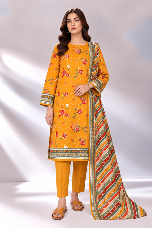 3 PIECE - PRINTED KHADDAR SUIT
